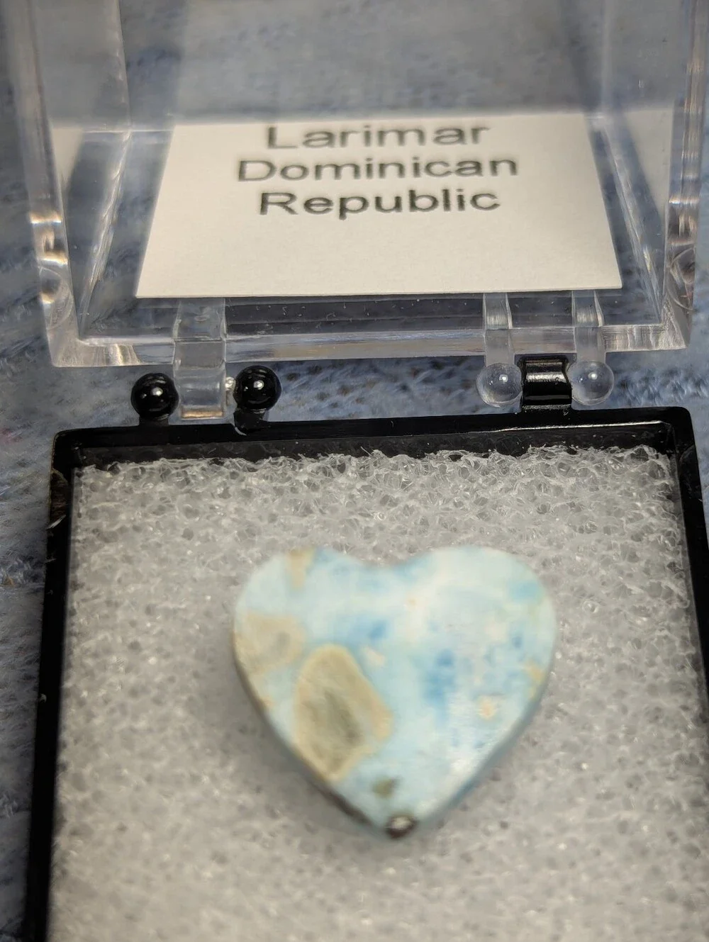 Larimar Polished Heart Cabachon Piece